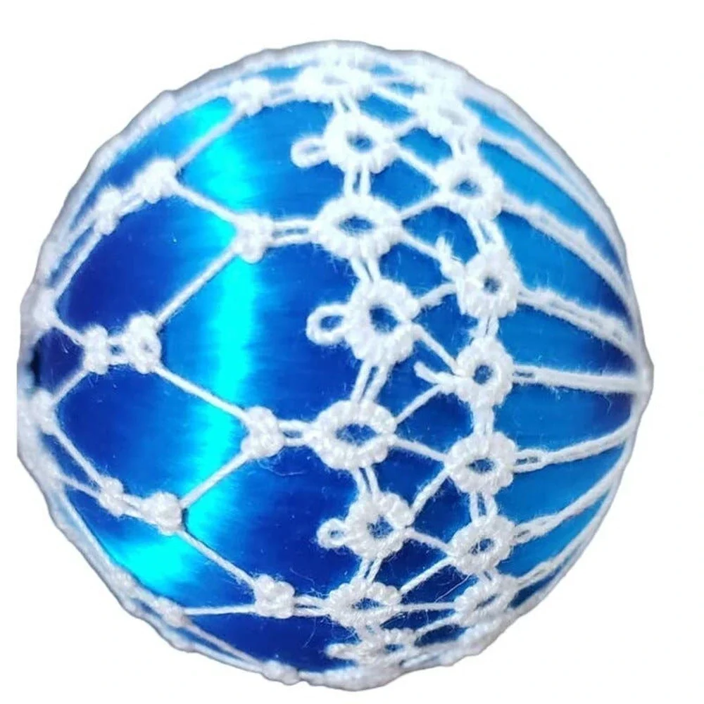 Vintage Blue Cloth Round Lace Christmas Holiday Ornament